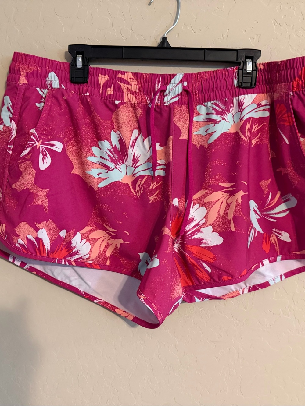 Columbia Women’s Floral Athletic Shorts - Magenta & Coral Accents